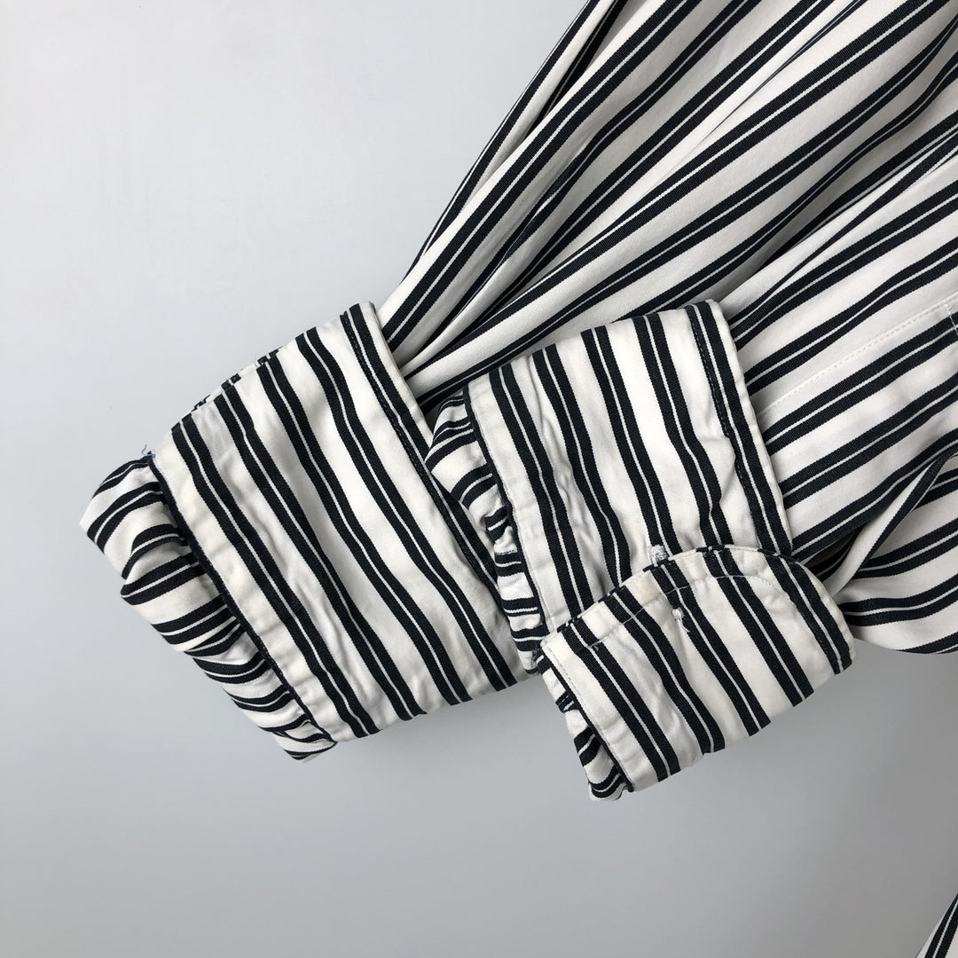 Ralph Lauren Classic Fit Long Sleeve Button Down Striped Shirt, Men's M cotton white type Vintage Second Hand