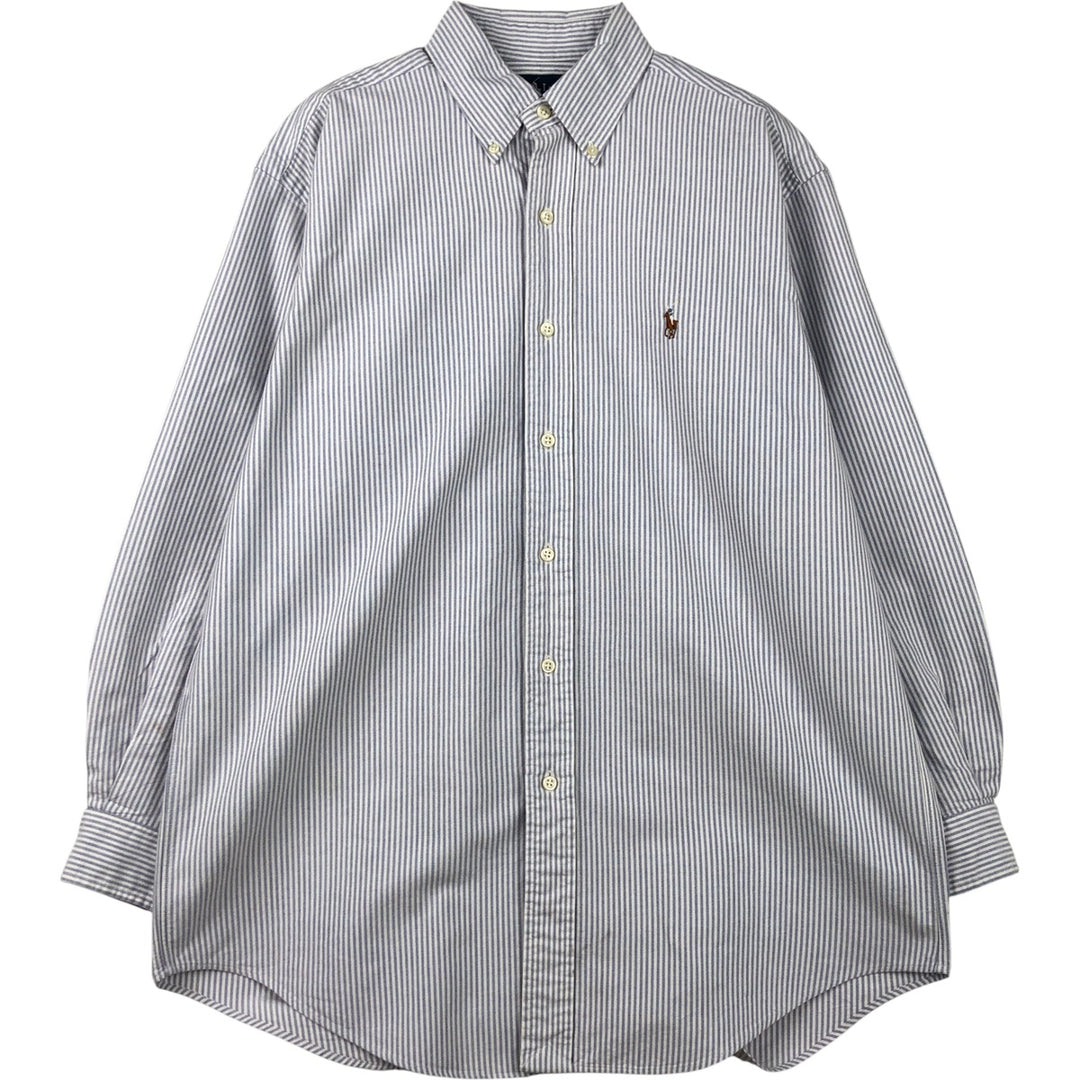 Ralph Lauren YARMOUTH Long Sleeve Button-Down Striped Shirt, Men's M Size cotton white type Vintage Second Hand