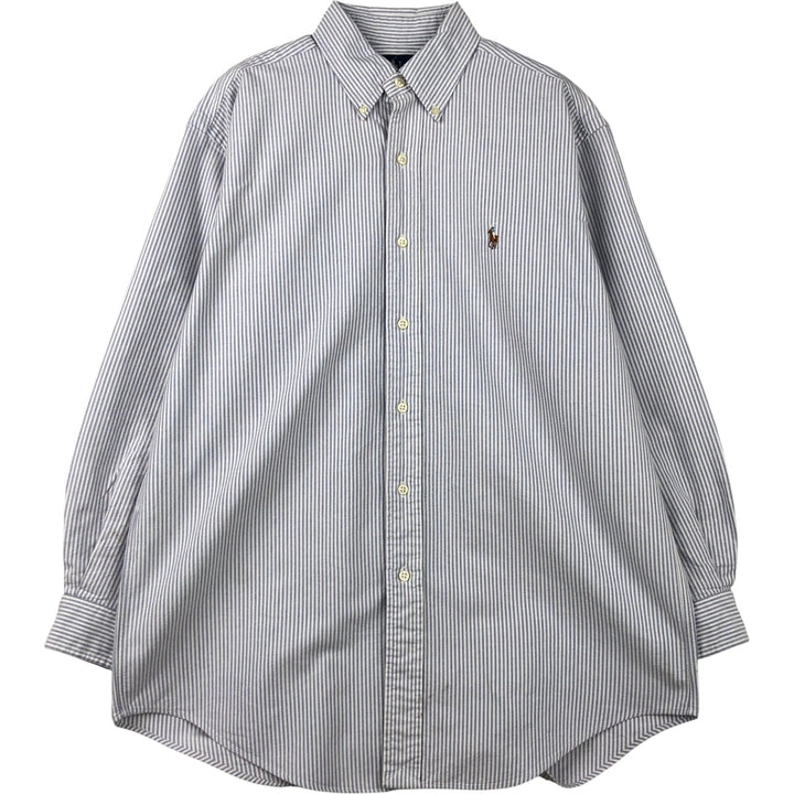Ralph Lauren YARMOUTH Long Sleeve Button-Down Striped Shirt, Men's M Size cotton white type Vintage Second Hand