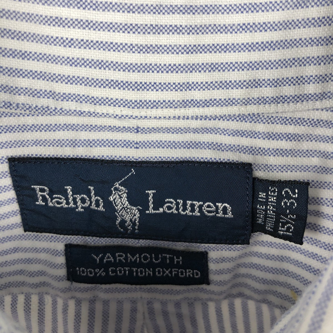 Ralph Lauren YARMOUTH Long Sleeve Button-Down Striped Shirt, Men's M Size cotton white type Vintage Second Hand