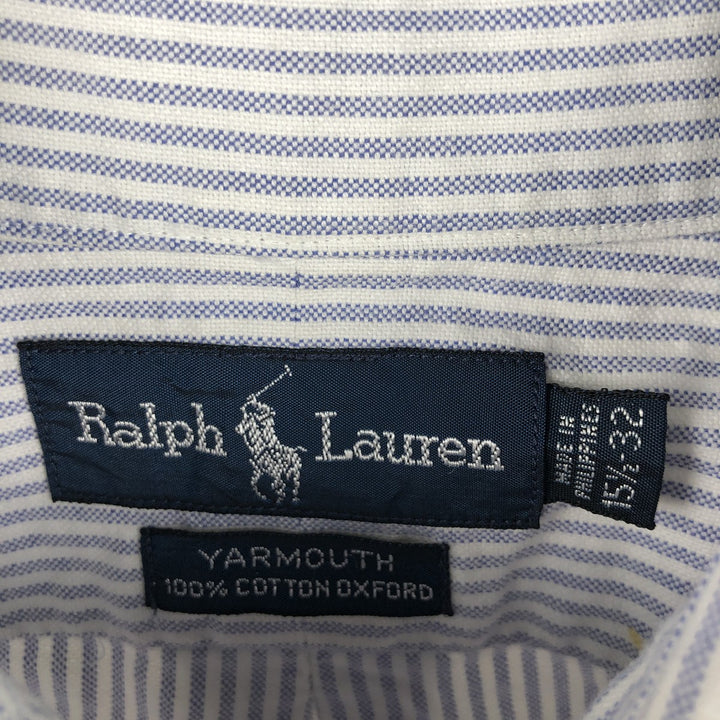 Ralph Lauren YARMOUTH Long Sleeve Button-Down Striped Shirt, Men's M Size cotton white type Vintage Second Hand