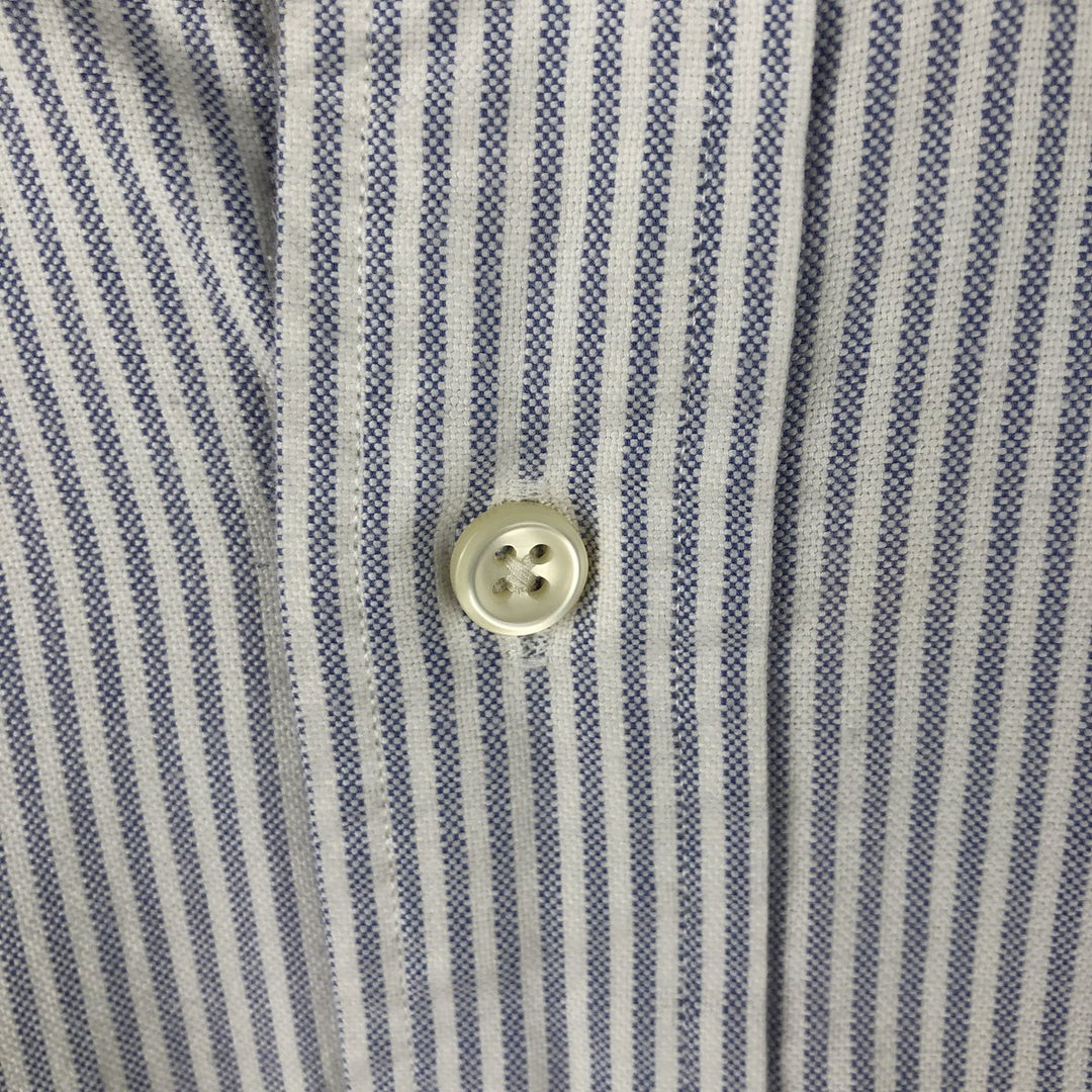 Ralph Lauren YARMOUTH Long Sleeve Button-Down Striped Shirt, Men's M Size cotton white type Vintage Second Hand
