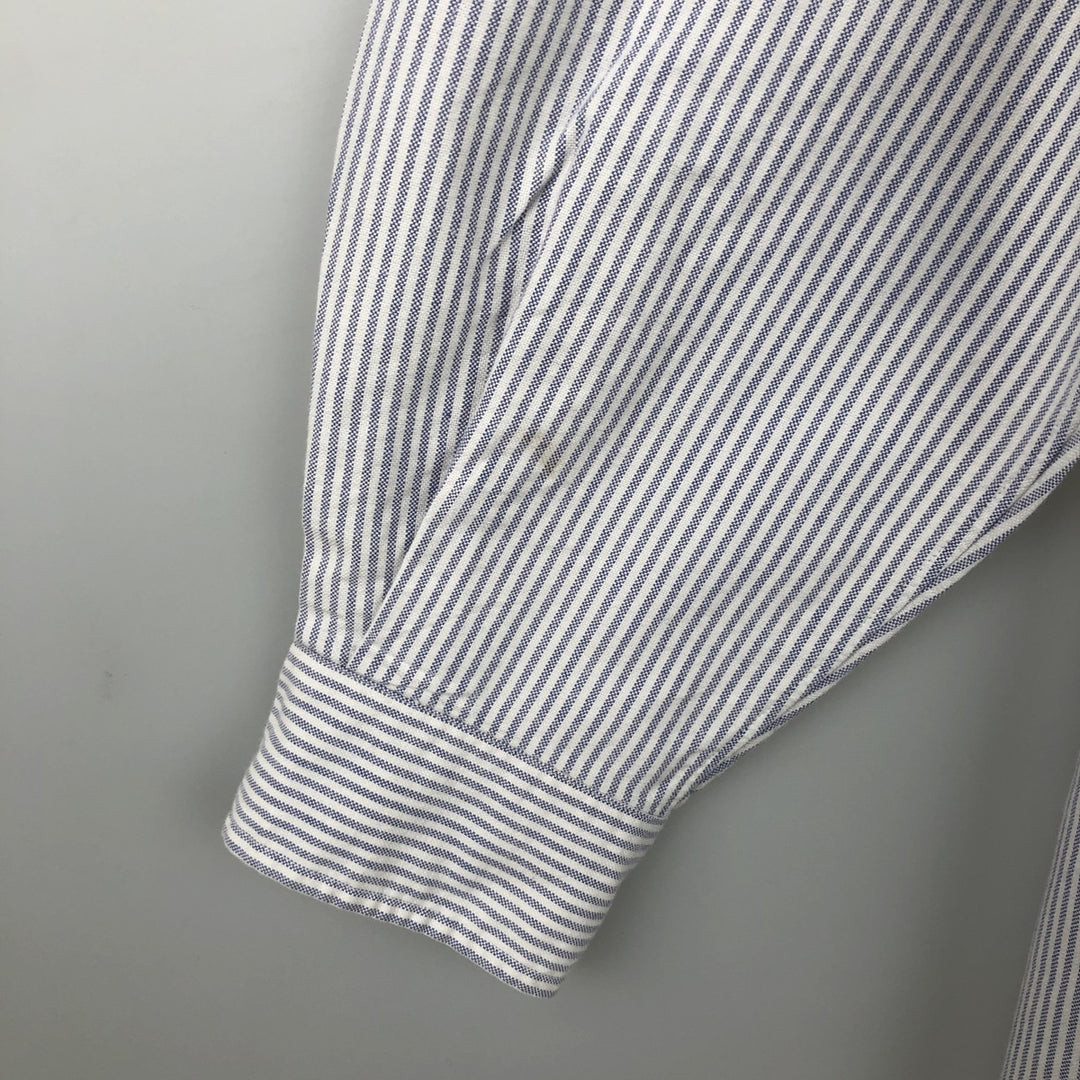 Ralph Lauren YARMOUTH Long Sleeve Button-Down Striped Shirt, Men's M Size cotton white type Vintage Second Hand