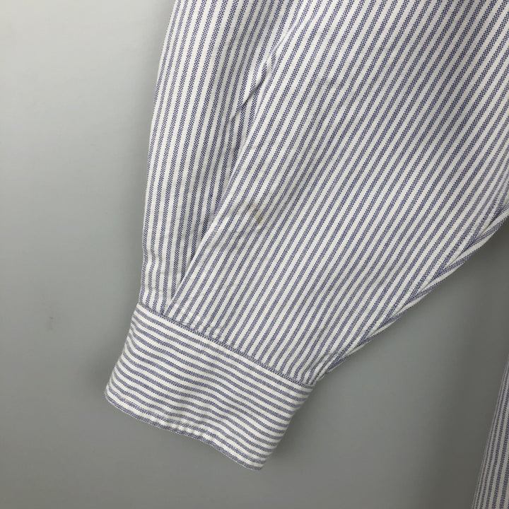 Ralph Lauren YARMOUTH Long Sleeve Button-Down Striped Shirt, Men's M Size cotton white type Vintage Second Hand