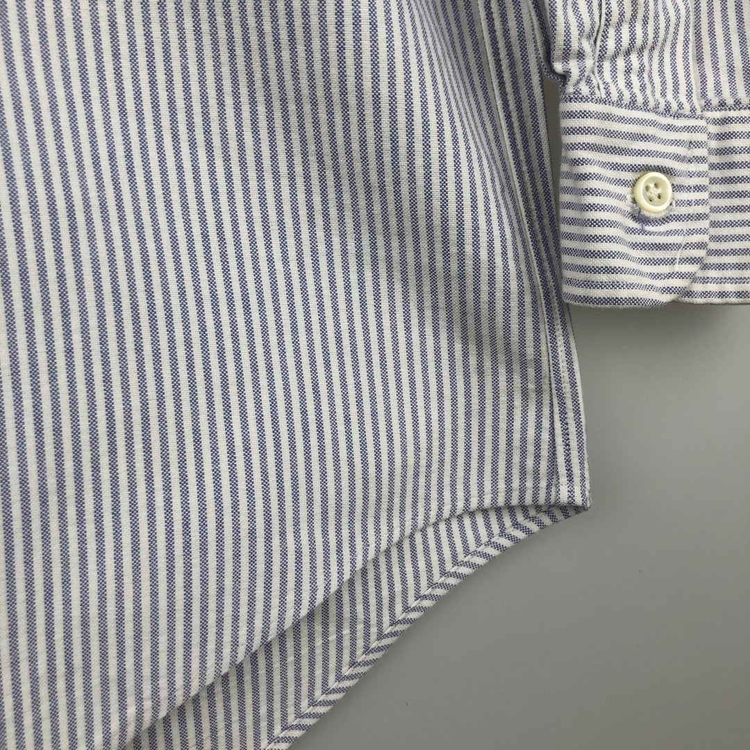Ralph Lauren YARMOUTH Long Sleeve Button-Down Striped Shirt, Men's M Size cotton white type Vintage Second Hand