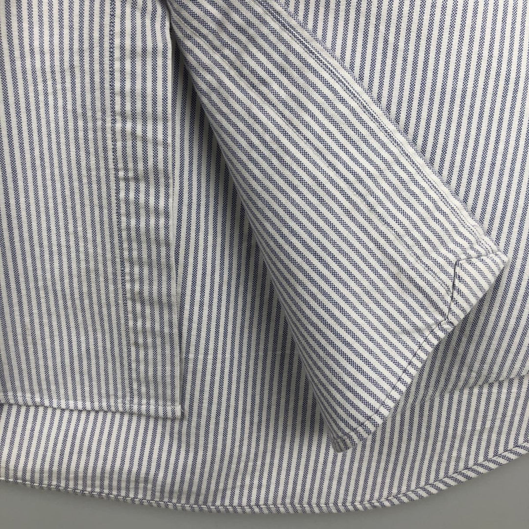 Ralph Lauren YARMOUTH Long Sleeve Button-Down Striped Shirt, Men's M Size cotton white type Vintage Second Hand