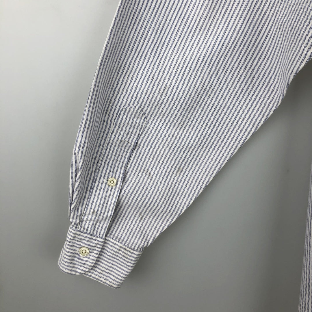 Ralph Lauren YARMOUTH Long Sleeve Button-Down Striped Shirt, Men's M Size cotton white type Vintage Second Hand