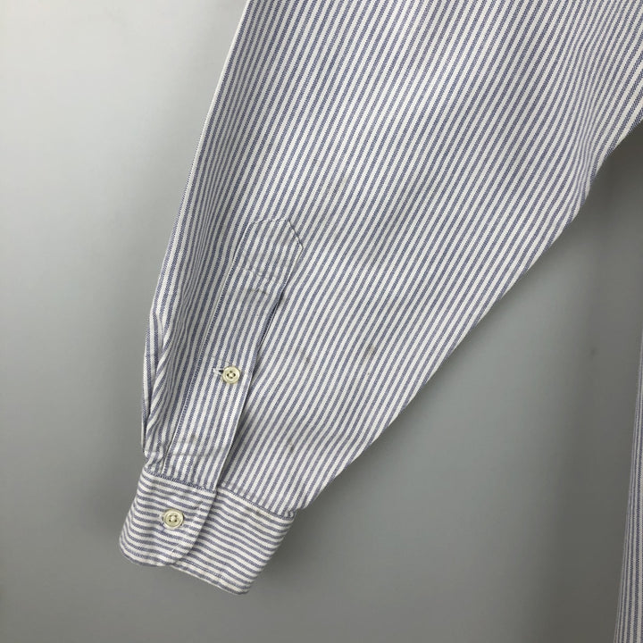 Ralph Lauren YARMOUTH Long Sleeve Button-Down Striped Shirt, Men's M Size cotton white type Vintage Second Hand