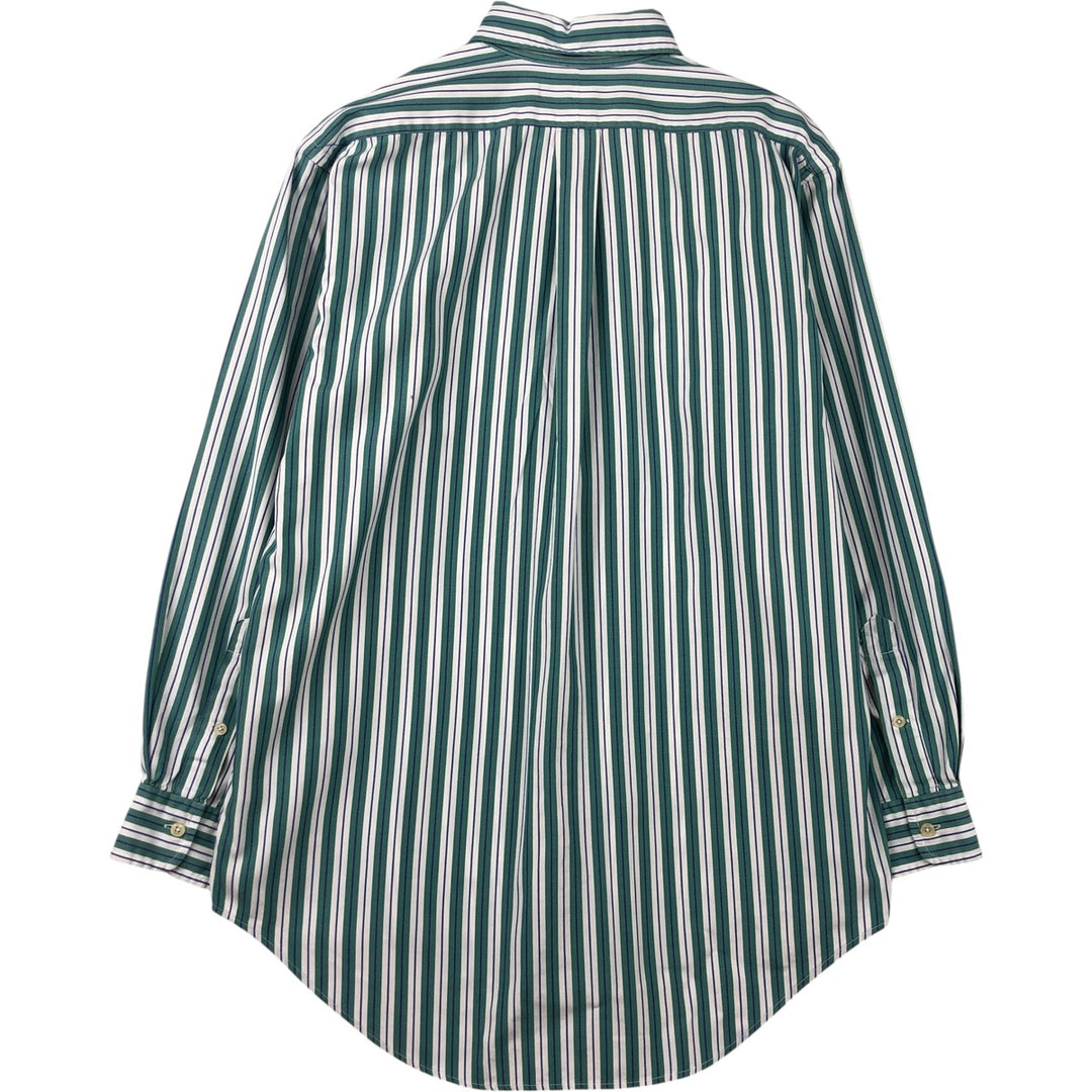 Ralph Lauren YARMOUTH Multi-Stripe Long Sleeve Button-Down Striped Shirt, Men's Size M cotton green type Vintage Second Hand