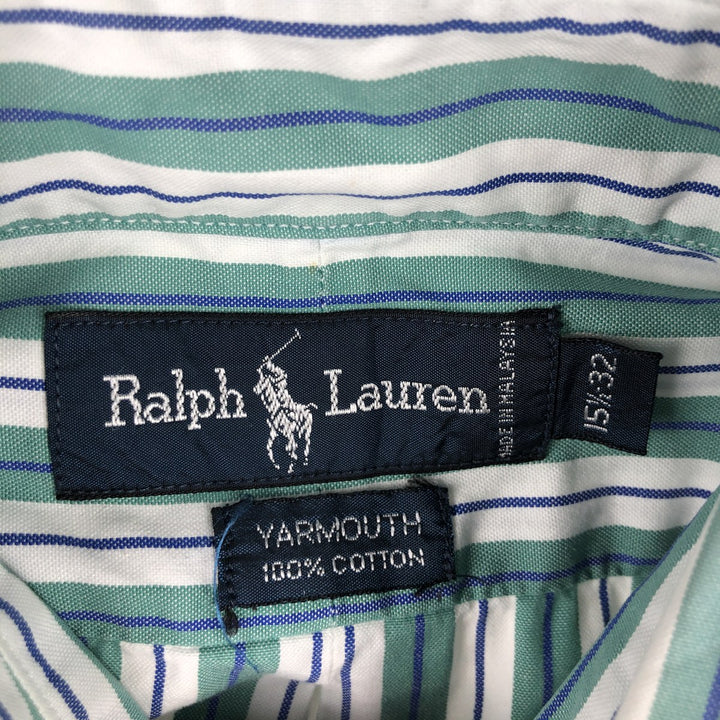 Ralph Lauren YARMOUTH Multi-Stripe Long Sleeve Button-Down Striped Shirt, Men's Size M cotton green type Vintage Second Hand