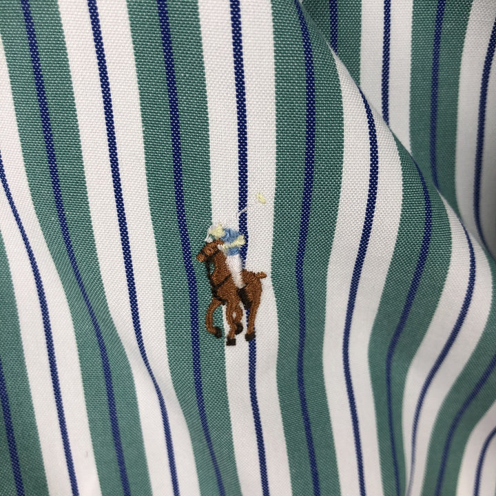 Ralph Lauren YARMOUTH Multi-Stripe Long Sleeve Button-Down Striped Shirt, Men's Size M cotton green type Vintage Second Hand