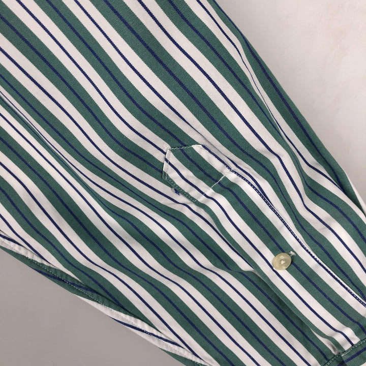 Ralph Lauren YARMOUTH Multi-Stripe Long Sleeve Button-Down Striped Shirt, Men's Size M cotton green type Vintage Second Hand