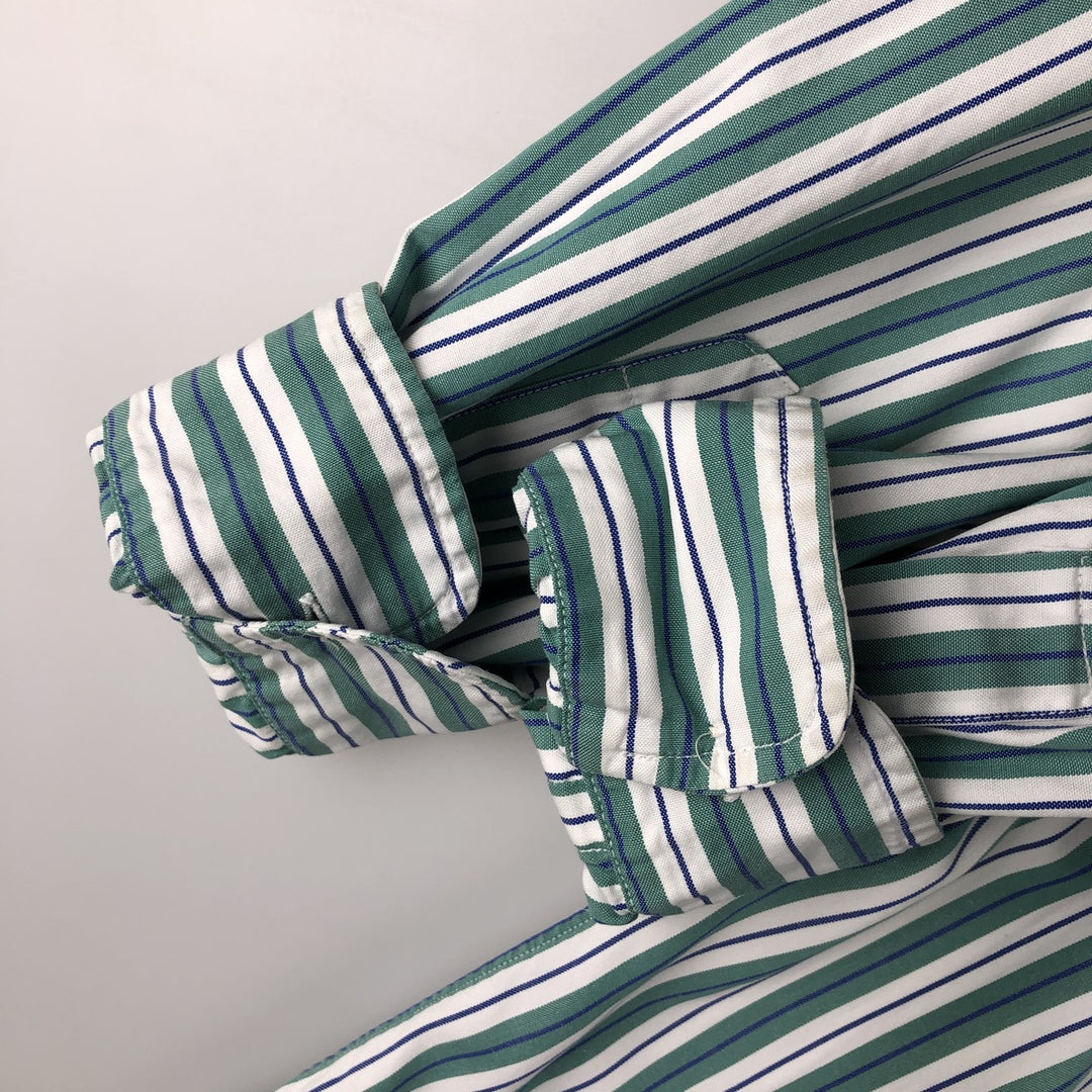 Ralph Lauren YARMOUTH Multi-Stripe Long Sleeve Button-Down Striped Shirt, Men's Size M cotton green type Vintage Second Hand