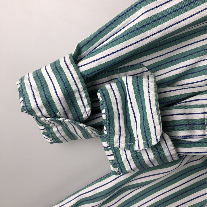 Ralph Lauren YARMOUTH Multi-Stripe Long Sleeve Button-Down Striped Shirt, Men's Size M cotton green type Vintage Second Hand