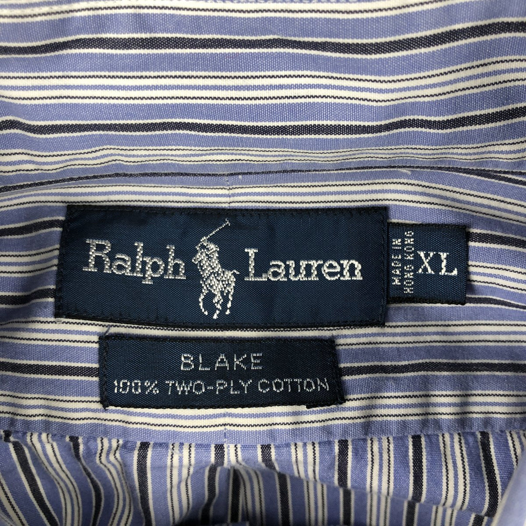 Ralph Lauren BLAKE Multi-Stripe Long Sleeve Button-Down Striped Shirt, Men's XL cotton Blue type light blue Vintage Second Hand