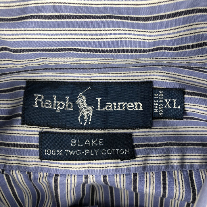 Ralph Lauren BLAKE Multi-Stripe Long Sleeve Button-Down Striped Shirt, Men's XL cotton Blue type light blue Vintage Second Hand