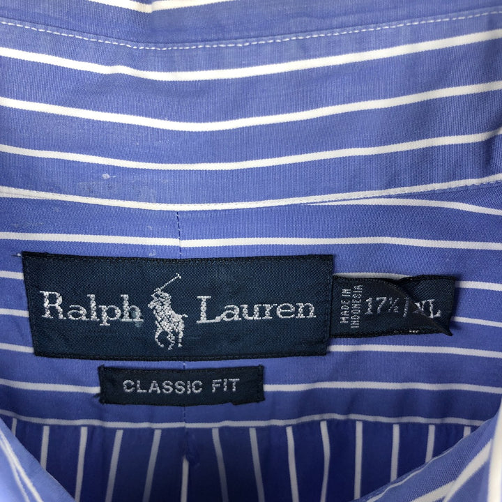 Ralph Lauren Classic Fit Long Sleeve Button Down Striped Shirt Men's XL cotton blue type Vintage Second Hand