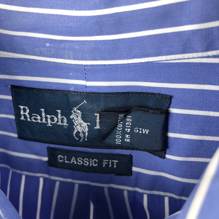 Ralph Lauren Classic Fit Long Sleeve Button Down Striped Shirt Men's XL cotton blue type Vintage Second Hand