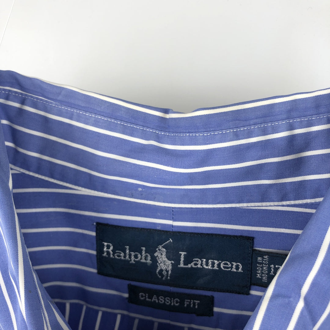 Ralph Lauren Classic Fit Long Sleeve Button Down Striped Shirt Men's XL cotton blue type Vintage Second Hand