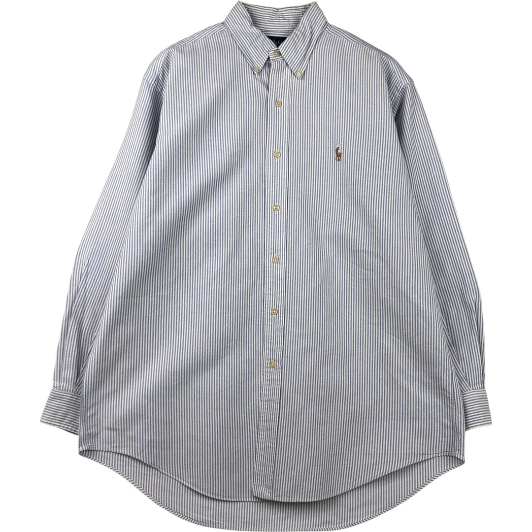 Ralph Lauren YARMOUTH Long Sleeve Button-Down Striped Shirt, Men's Size L cotton Purple type blue-purple Vintage Second Hand
