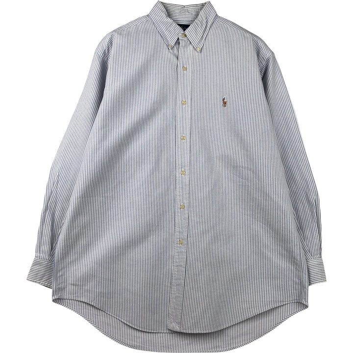 Ralph Lauren YARMOUTH Long Sleeve Button-Down Striped Shirt, Men's Size L cotton Purple type blue-purple Vintage Second Hand