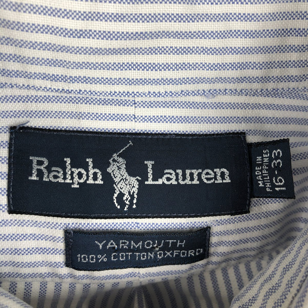 Ralph Lauren YARMOUTH Long Sleeve Button-Down Striped Shirt, Men's Size L cotton Purple type blue-purple Vintage Second Hand