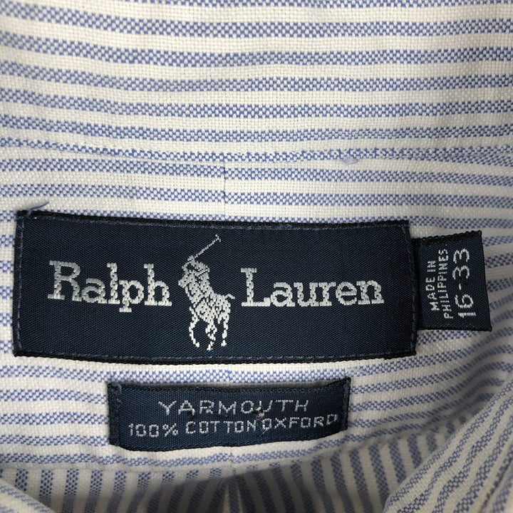 Ralph Lauren YARMOUTH Long Sleeve Button-Down Striped Shirt, Men's Size L cotton Purple type blue-purple Vintage Second Hand