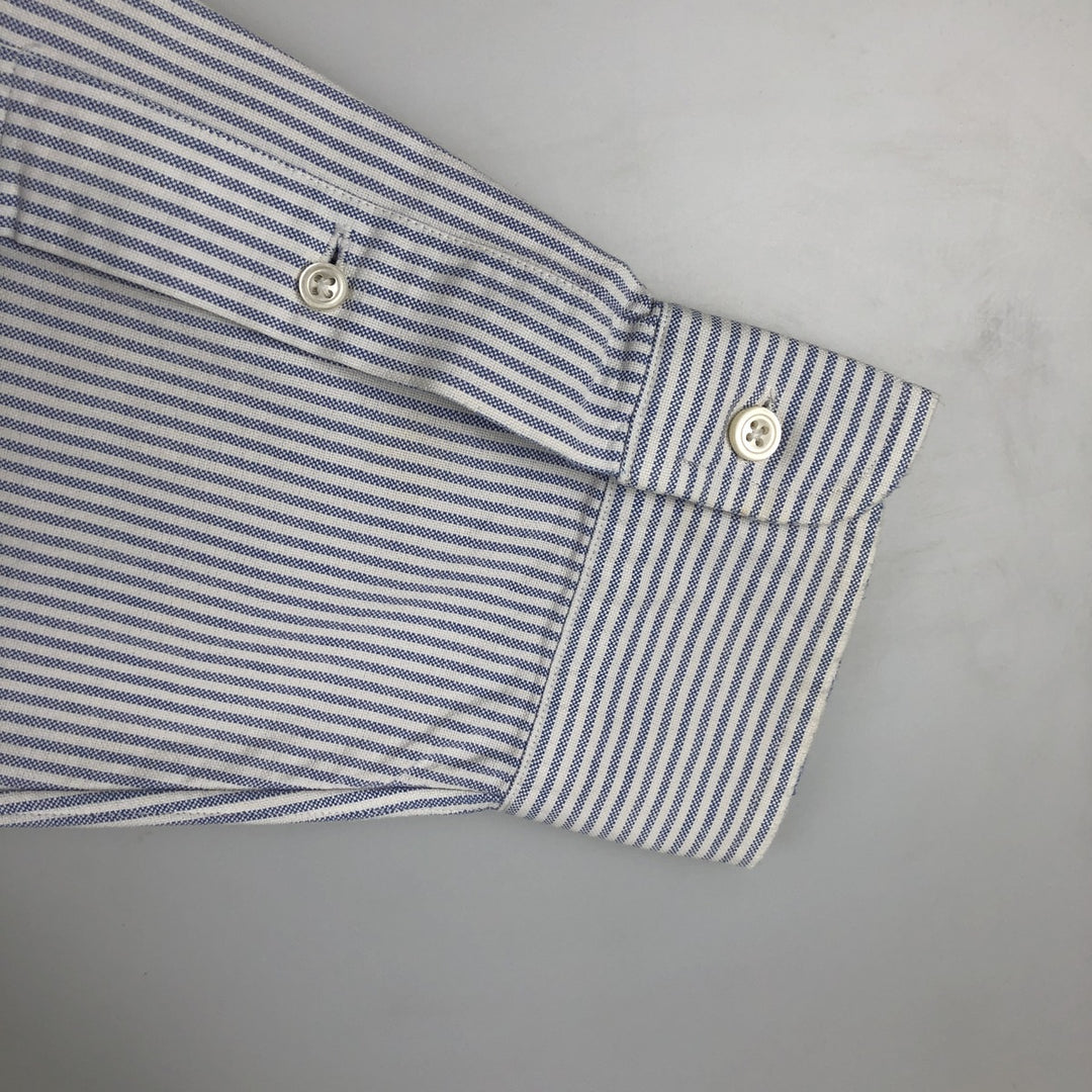 Ralph Lauren YARMOUTH Long Sleeve Button-Down Striped Shirt, Men's Size L cotton Purple type blue-purple Vintage Second Hand