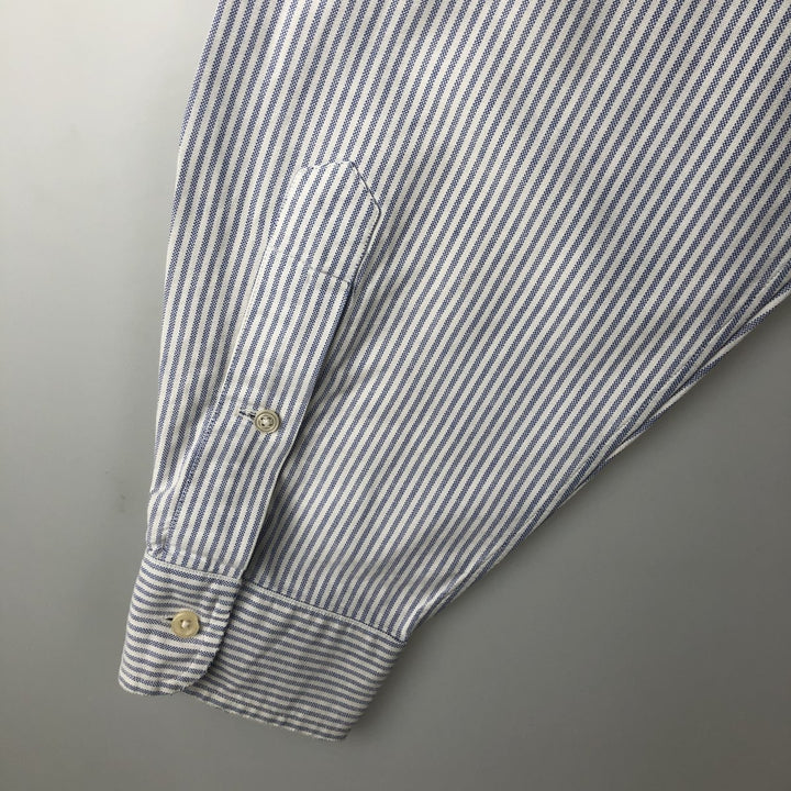 Ralph Lauren YARMOUTH Long Sleeve Button-Down Striped Shirt, Men's Size L cotton Purple type blue-purple Vintage Second Hand