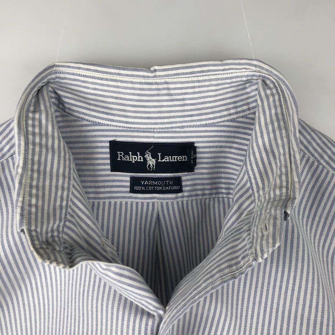 Ralph Lauren YARMOUTH Long Sleeve Button-Down Striped Shirt, Men's Size L cotton Purple type blue-purple Vintage Second Hand