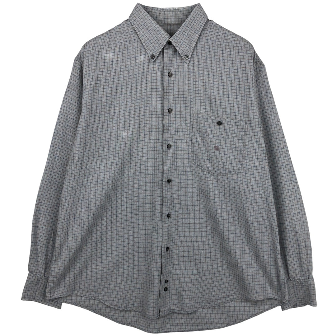 Burberry's BURBERRY LONDON long-sleeved button-down check shirt, men's size L unclear gray type Vintage Second Hand