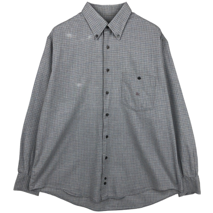 Burberry's BURBERRY LONDON long-sleeved button-down check shirt, men's size L unclear gray type Vintage Second Hand