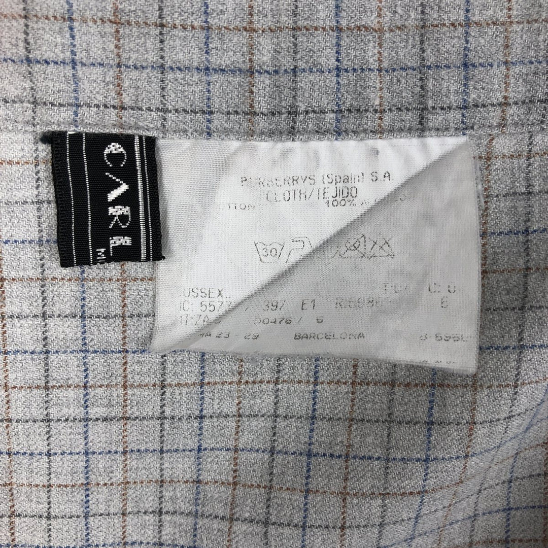 Burberry's BURBERRY LONDON long-sleeved button-down check shirt, men's size L unclear gray type Vintage Second Hand