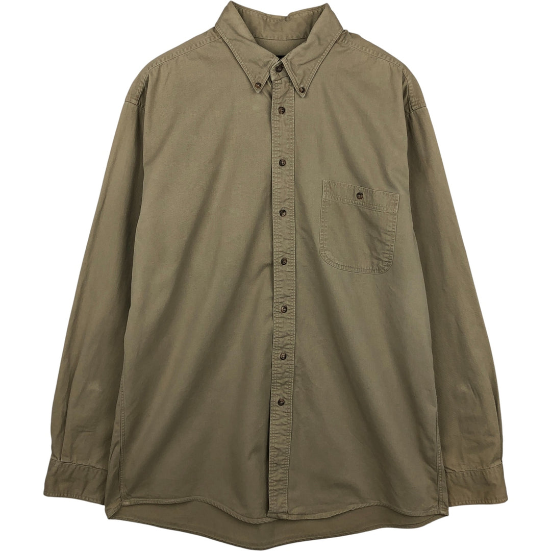 Vintage 80s-90'S Eddie Bauer long-sleeved button-down shirt with black tag, men's size XL unclear Beige type Vintage Second Hand