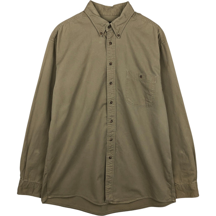 Vintage 80s-90'S Eddie Bauer long-sleeved button-down shirt with black tag, men's size XL unclear Beige type Vintage Second Hand