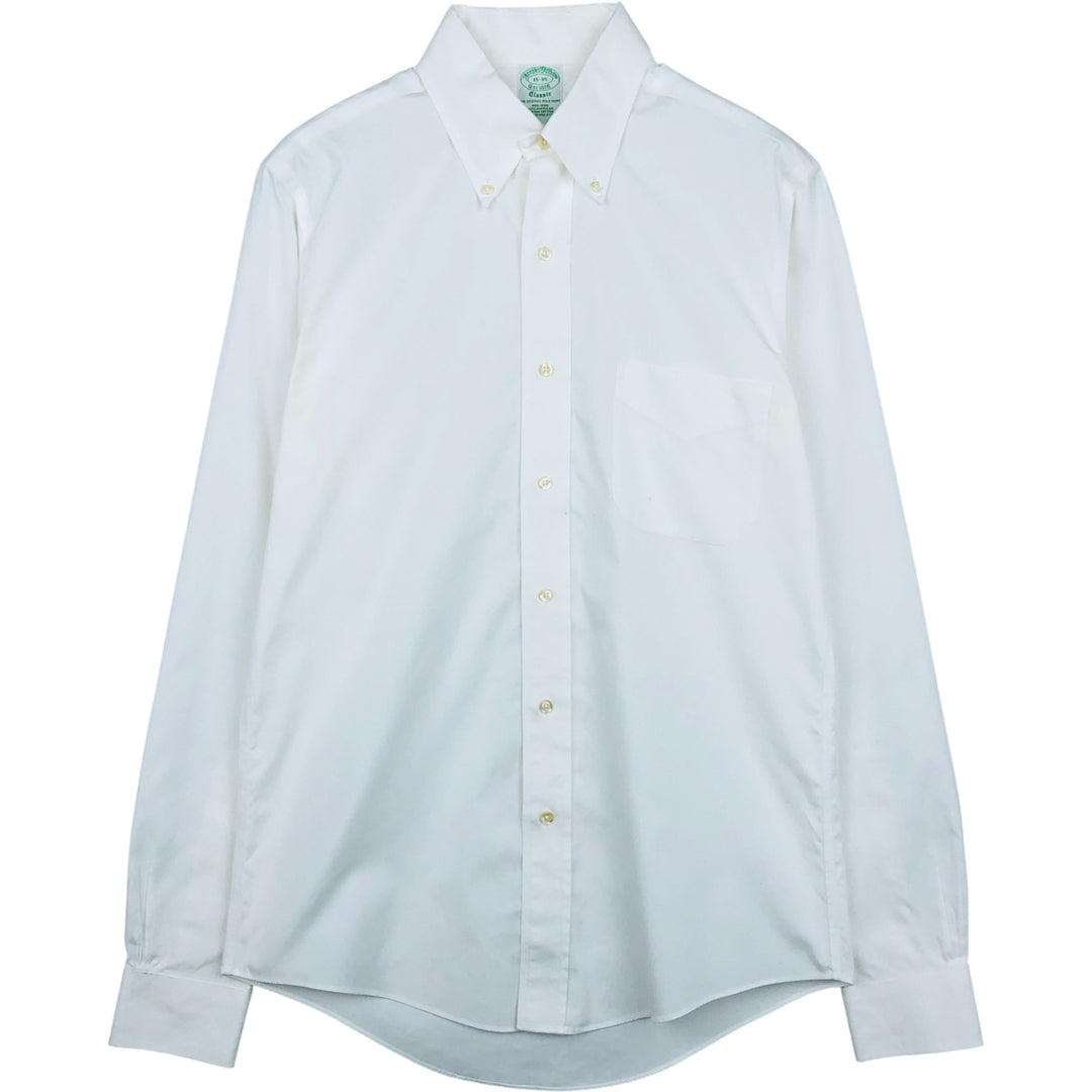 Brooks Brothers Est. 1818 Classic Long Sleeve Button-Down Shirt, Men's Size Medium cotton white type Vintage Second Hand