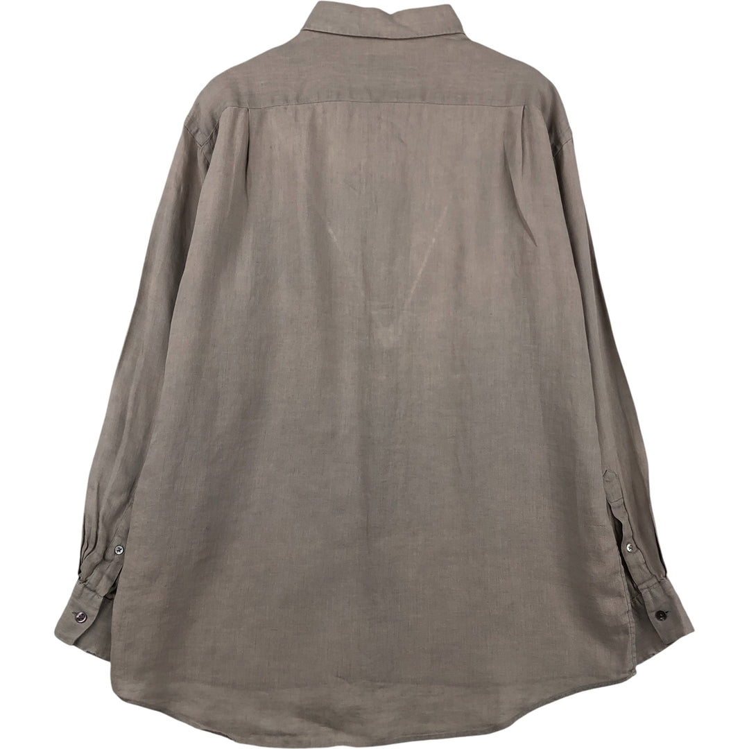 Armani ARMANI ARMANI EXCHANGE long-sleeved linen button-down shirt, men's size M linen beige type brown Vintage Second Hand