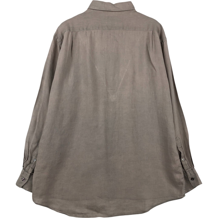 Armani ARMANI ARMANI EXCHANGE long-sleeved linen button-down shirt, men's size M linen beige type brown Vintage Second Hand