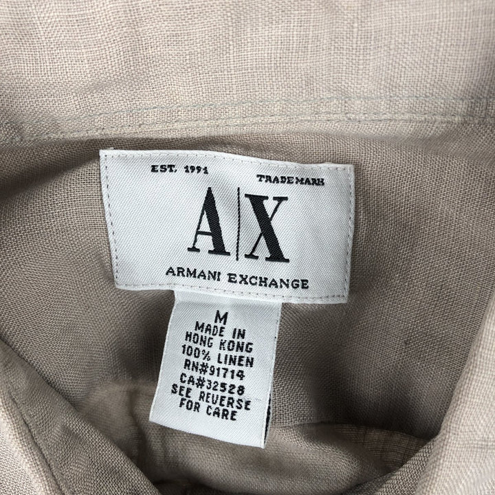 Armani ARMANI ARMANI EXCHANGE long-sleeved linen button-down shirt, men's size M linen beige type brown Vintage Second Hand
