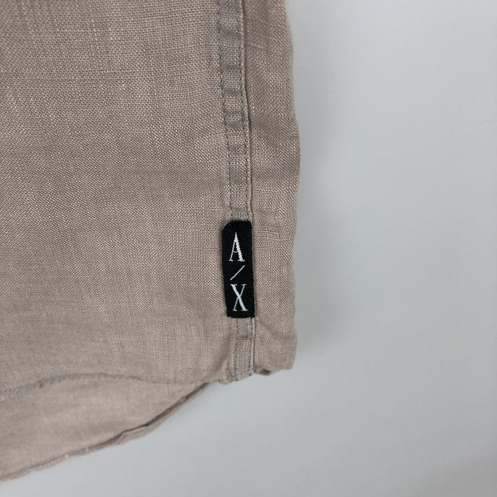 Armani ARMANI ARMANI EXCHANGE long-sleeved linen button-down shirt, men's size M linen beige type brown Vintage Second Hand