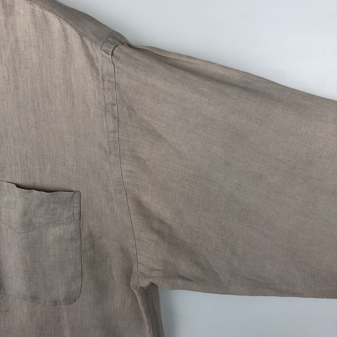 Armani ARMANI ARMANI EXCHANGE long-sleeved linen button-down shirt, men's size M linen beige type brown Vintage Second Hand