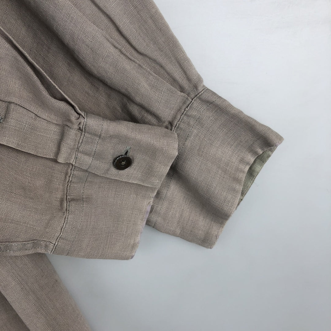 Armani ARMANI ARMANI EXCHANGE long-sleeved linen button-down shirt, men's size M linen beige type brown Vintage Second Hand