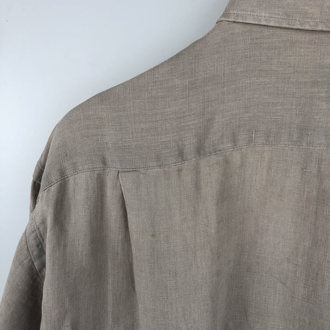 Armani ARMANI ARMANI EXCHANGE long-sleeved linen button-down shirt, men's size M linen beige type brown Vintage Second Hand