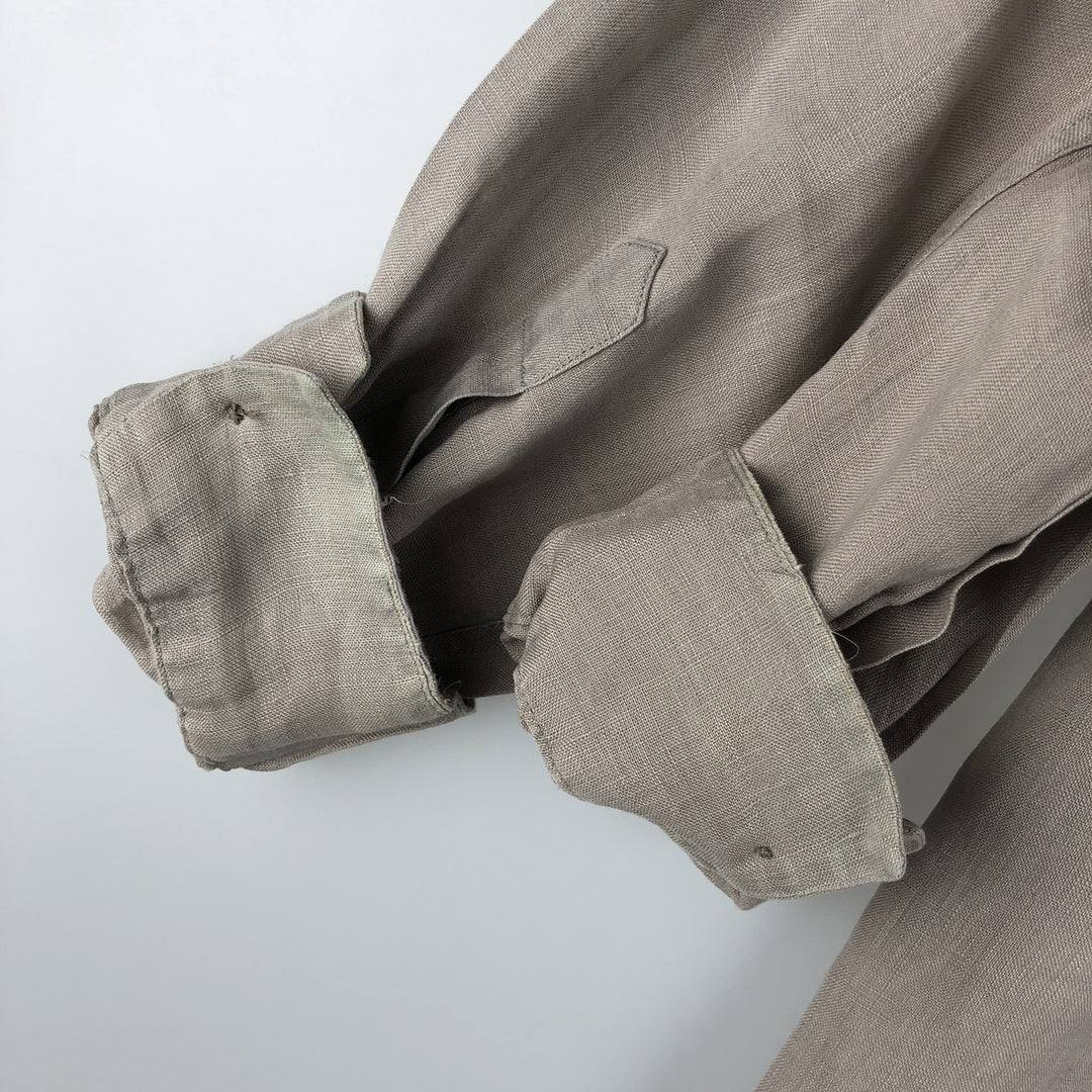 Armani ARMANI ARMANI EXCHANGE long-sleeved linen button-down shirt, men's size M linen beige type brown Vintage Second Hand