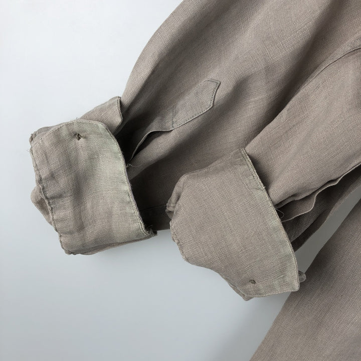 Armani ARMANI ARMANI EXCHANGE long-sleeved linen button-down shirt, men's size M linen beige type brown Vintage Second Hand