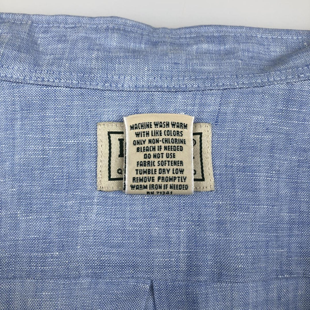 90s-00'S LLBean Long Sleeve Linen Button-Down Shirt, Men's Size L linen blue type Vintage Second Hand
