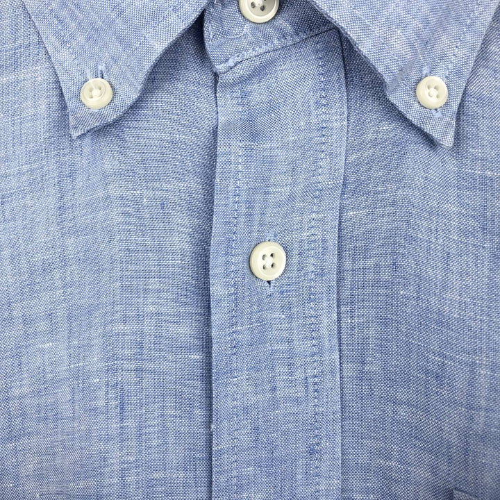 90s-00'S LLBean Long Sleeve Linen Button-Down Shirt, Men's Size L linen blue type Vintage Second Hand