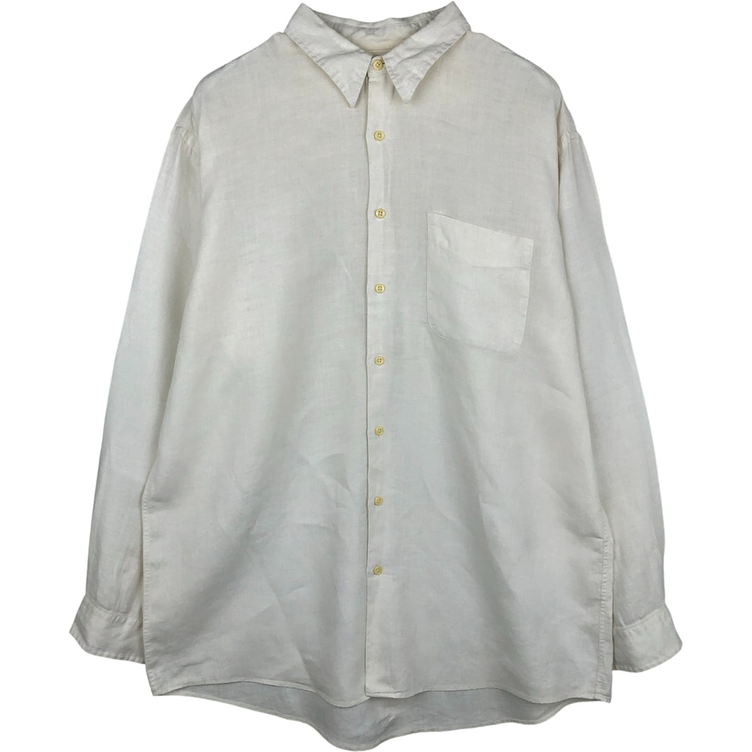 Vintage 90'S J.Crew long-sleeved linen shirt, men's size XL linen white type Vintage Second Hand