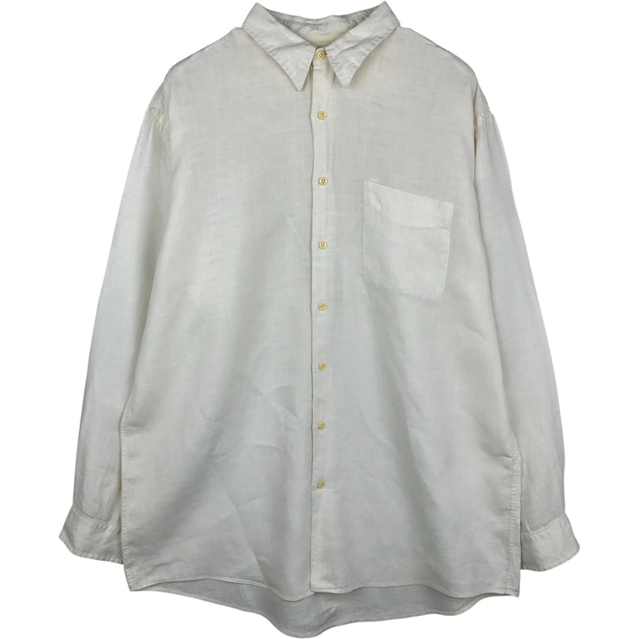 Vintage 90'S J.Crew long-sleeved linen shirt, men's size XL linen white type Vintage Second Hand