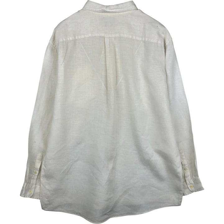 Vintage 90'S J.Crew long-sleeved linen shirt, men's size XL linen white type Vintage Second Hand